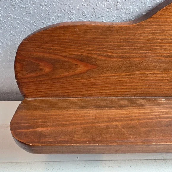Vintage Rustic Pine Wood Wall Shelf with Heart Cutout and Single Peg Brown - Picture 3 of 11
